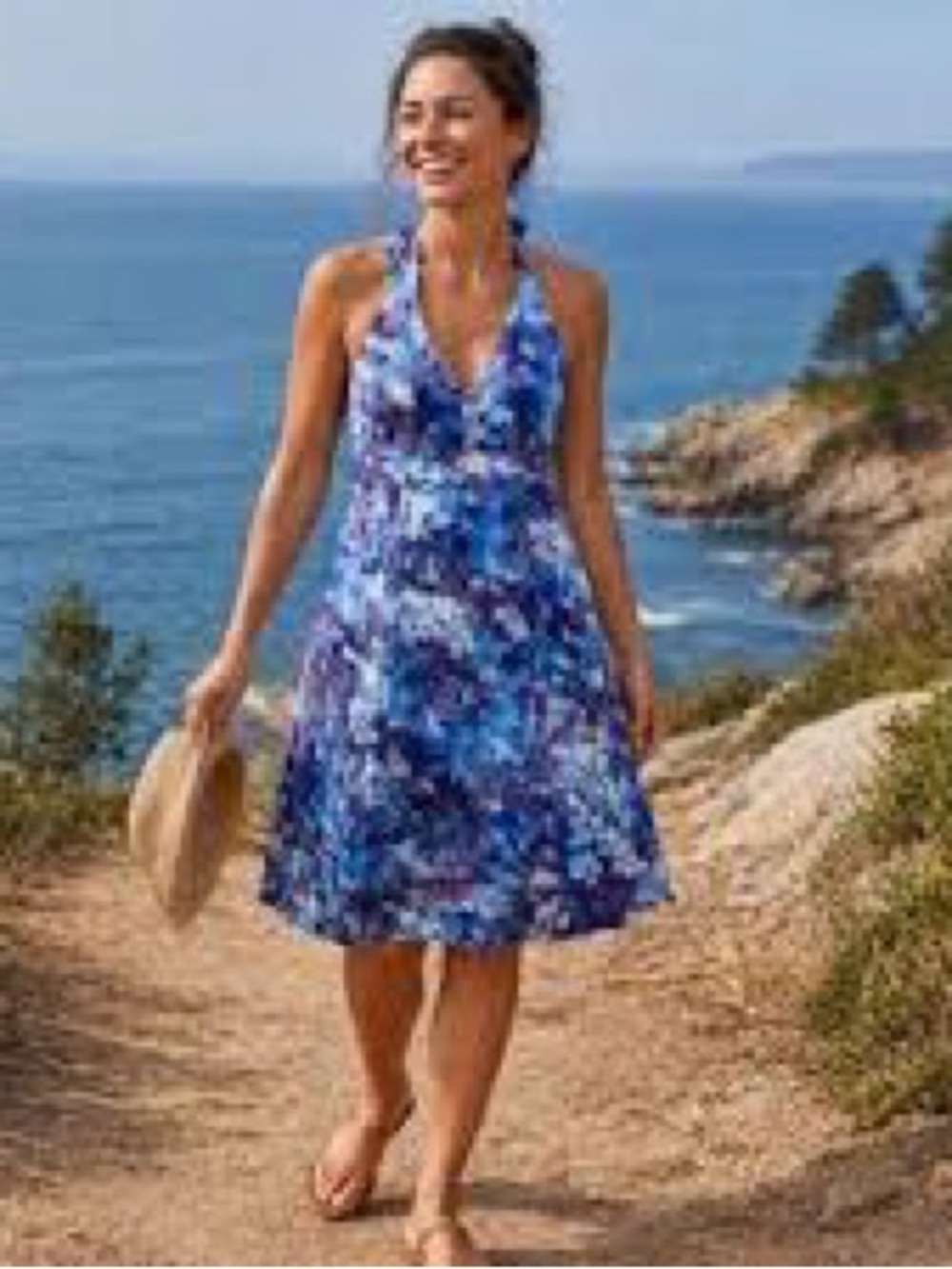 ATHLETA Protea Pack Anywhere Dress Purple Blue Smocked Athletic Travel 4P 4 P